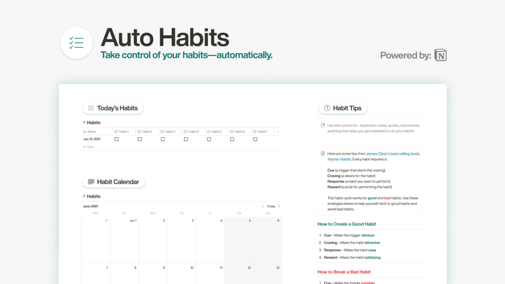 Auto Habits Notion Template