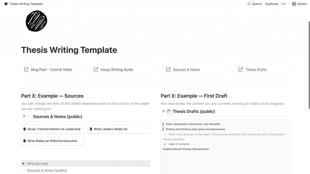 Thesis writing template