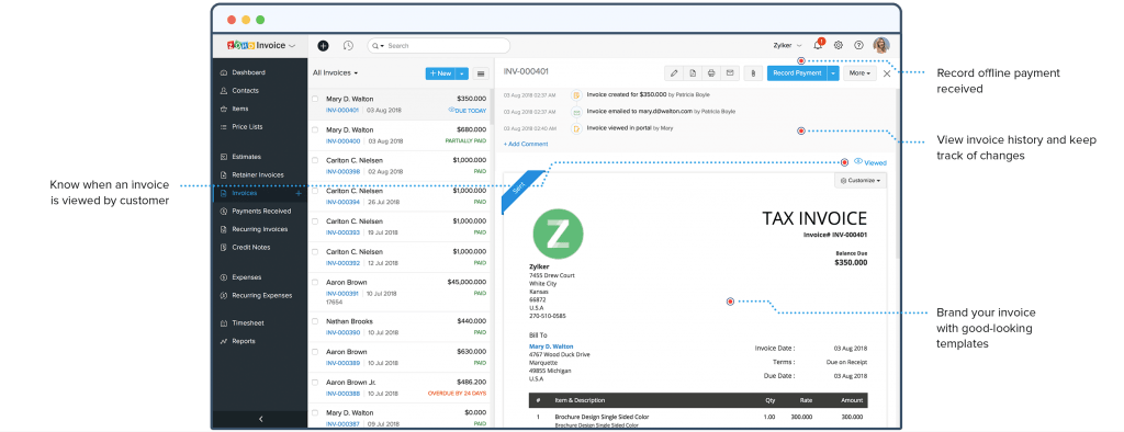 Zoho Invoice