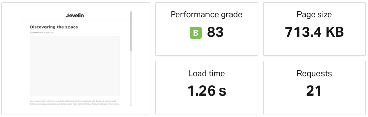 Jevelin Performance grade: B 83, Load time: 1.26s