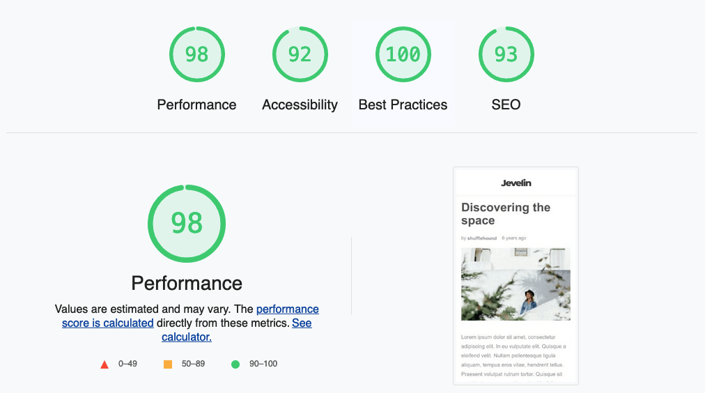 Jevelin Performance: 98