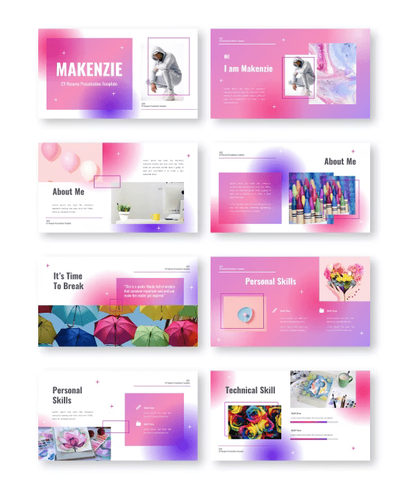 Makenzie is another self introduction template you should consider, it is cute, clean, modern and easy to use, every thing you need is included