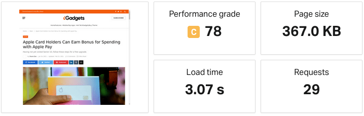 SmartMag Performance grade: C 78, Load time: 3.07s