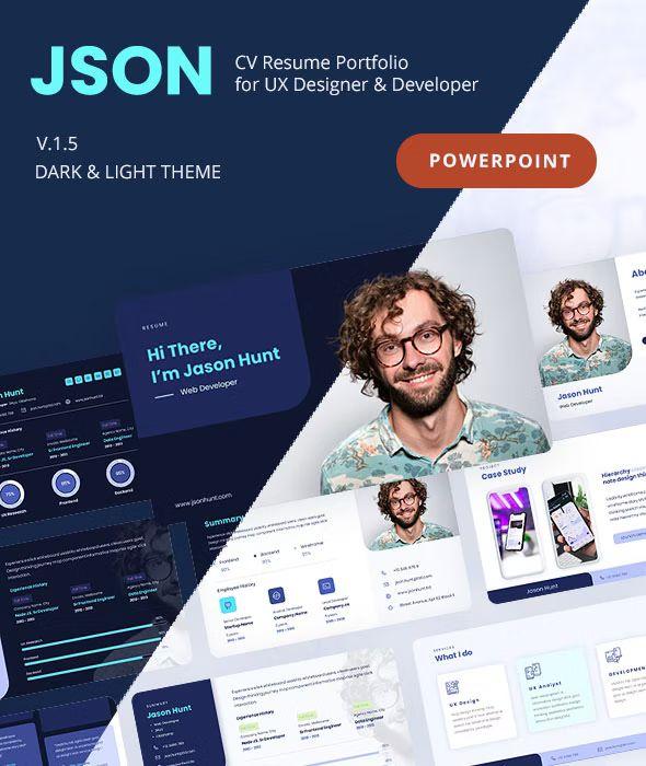 JSON - About Me PowerPoint Template for UX Designer & Developer,  our pick of the best self introduction PPT templates for designer
